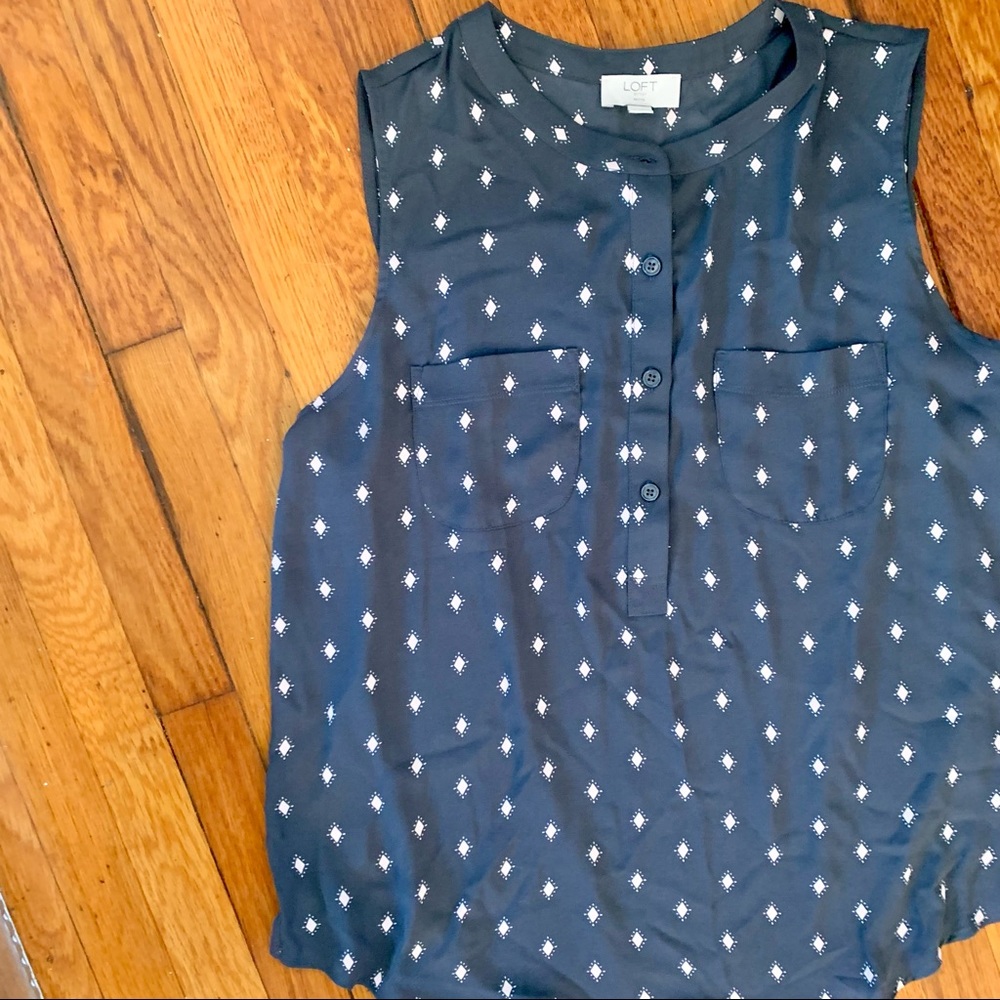 LOFT Mixed Media Blouse sz L - Picture 3 of 5